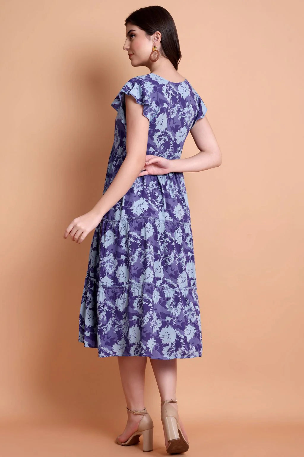 Lavender Flutter Rayon Midi Dress