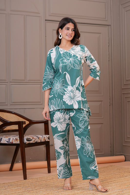Pastel Green Asymmetrical Cotton Co-ord Set