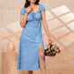 Sky Blue Floral Midi Dress