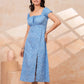 Sky Blue Floral Midi Dress