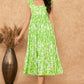 Lime Green Printed A- line Midi Dress