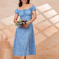 Sky Blue Floral Midi Dress