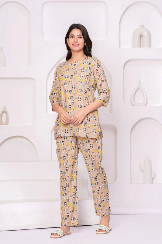 Panda Dreams Cotton Night Suit Set