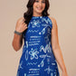 Blue sketch A- line printed Viscose Rayon co-ord set