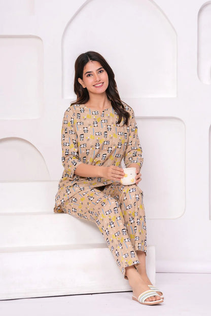 Panda Dreams Cotton Night Suit Set