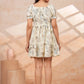 Ivory Floral Printed Short Midi Dress