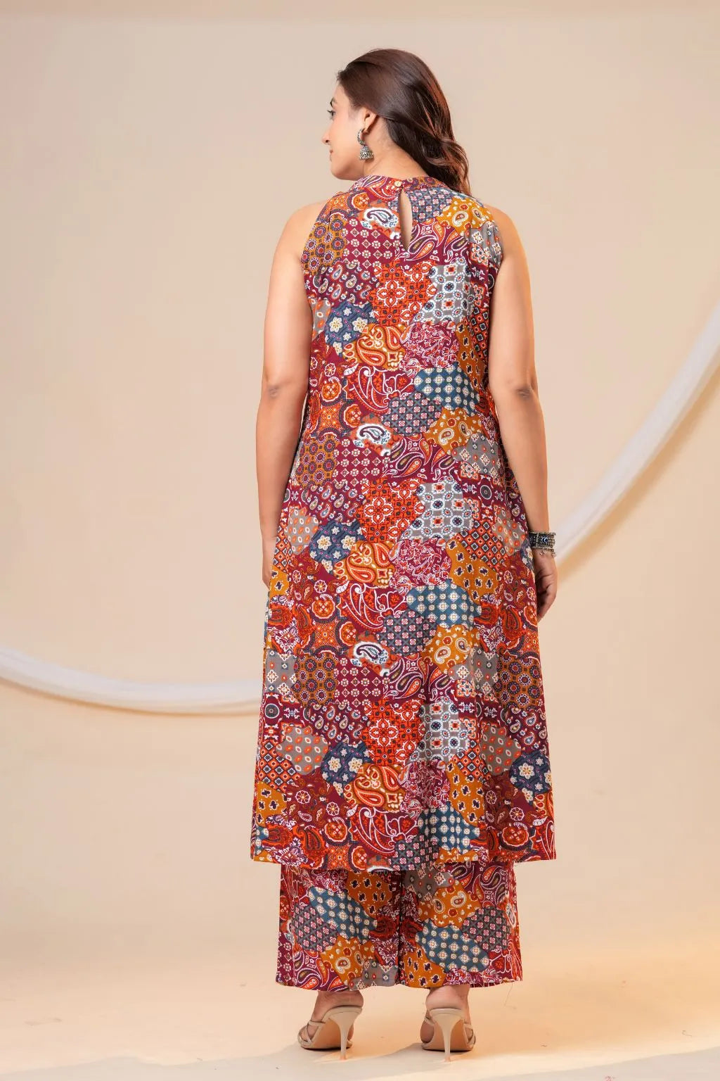 Boho Rust A- line Printed Viscose Rayon Co-ord Set
