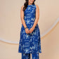 Blue sketch A- line printed Viscose Rayon co-ord set