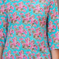Floral Turquoise Printed Viscose Rayon Kurta Set