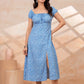Sky Blue Floral Midi Dress