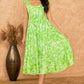 Lime Green Printed A- line Midi Dress