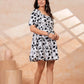 Classic Monochrome Floral Printed Flare Midi - Dress