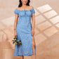 Sky Blue Floral Midi Dress