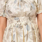 Ivory Floral Printed Short Midi Dress