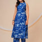 Blue sketch A- line printed Viscose Rayon co-ord set