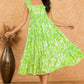 Lime Green Printed A- line Midi Dress