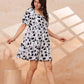 Classic Monochrome Floral Printed Flare Midi - Dress