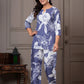 Floral Lavender Straight-fit Viscose Rayon Co-ord Set