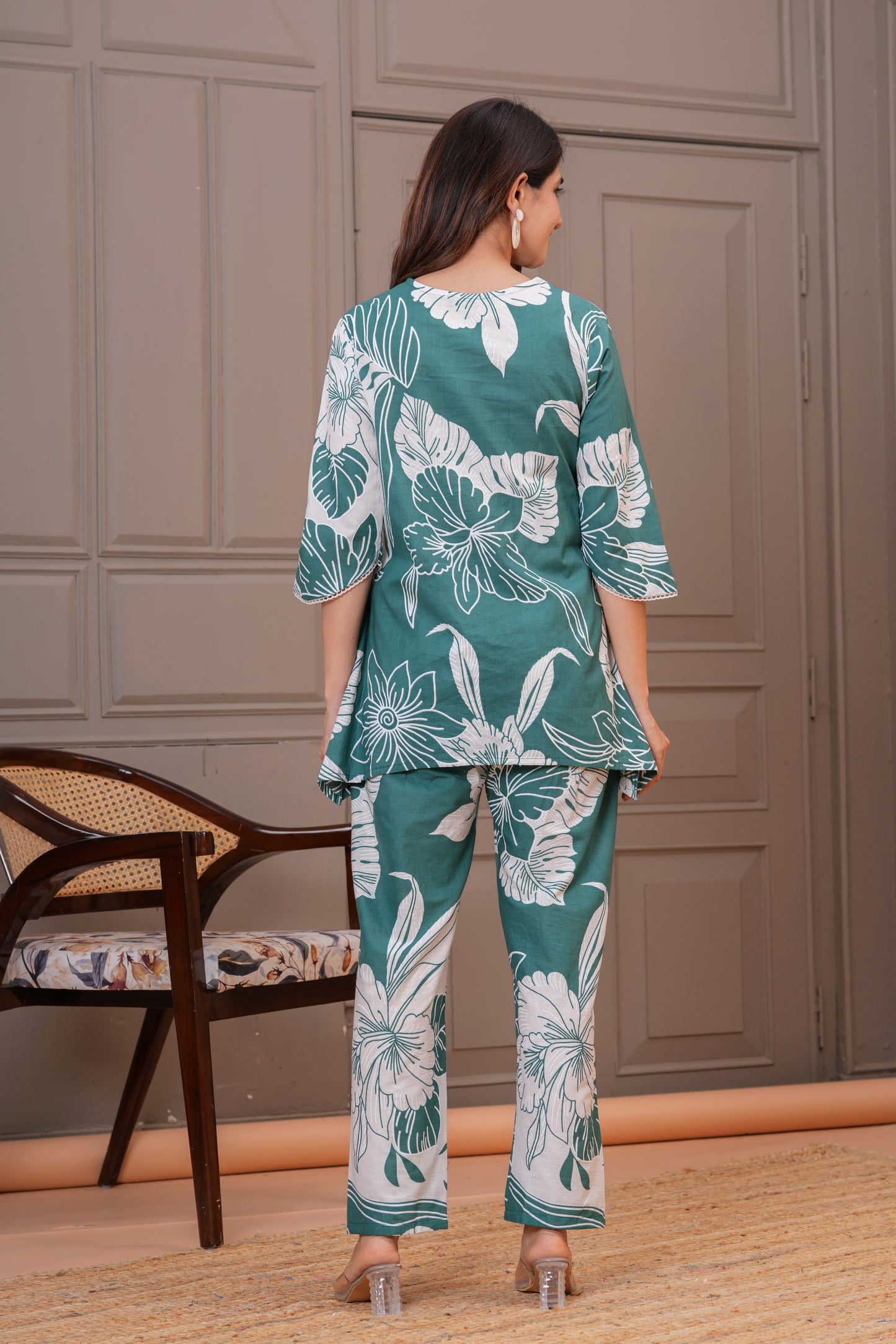 Pastel Green Asymmetrical Cotton Co-ord Set