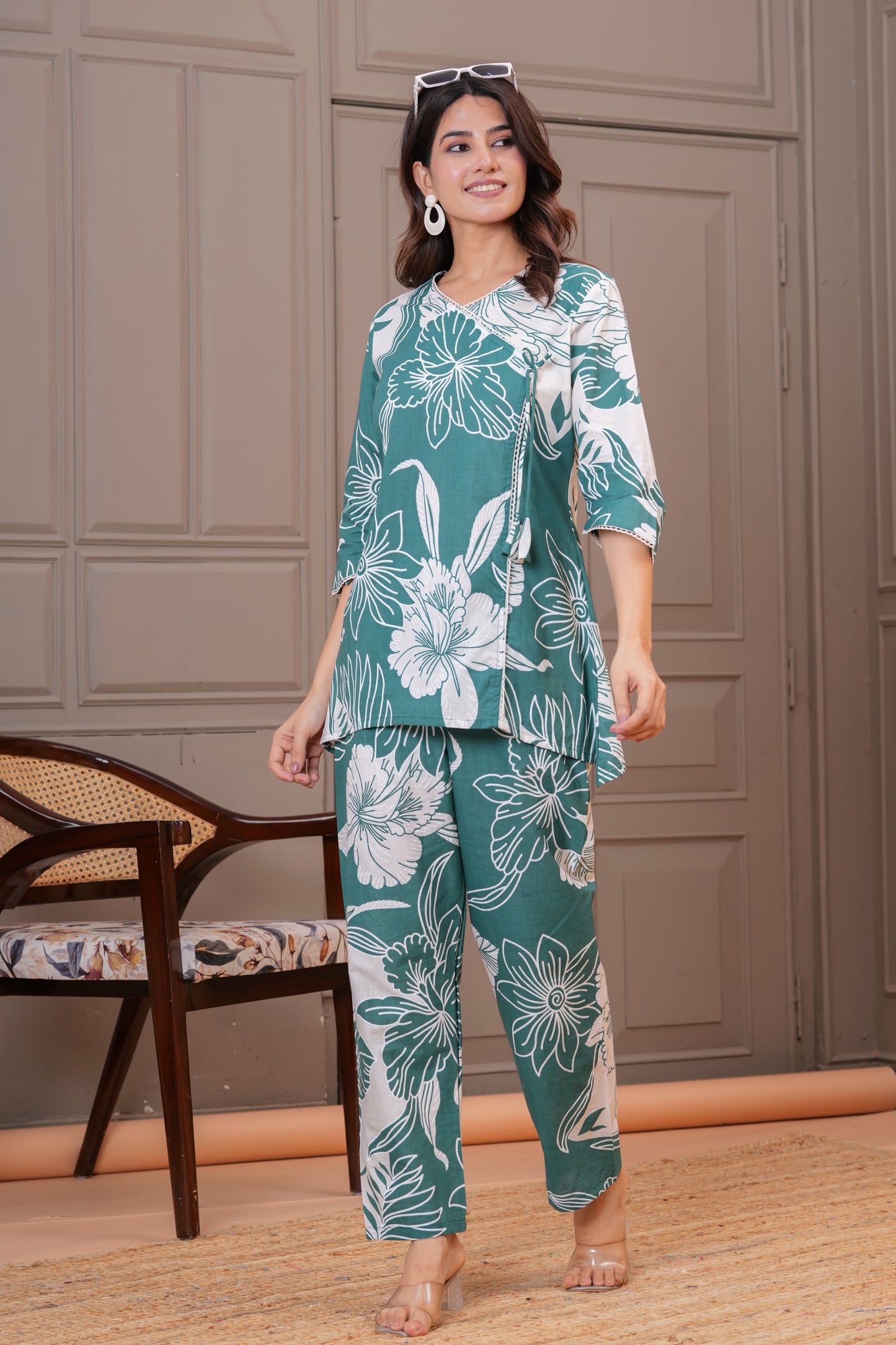Pastel Green Asymmetrical Cotton Co-ord Set