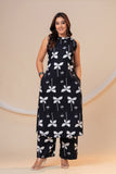 Midnight black A- line Viscose Rayon Co-ord Set