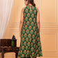 Floral Printed Green Kurta Set with Straight Pants