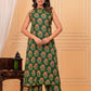 Floral Printed Green Kurta Set with Straight Pants