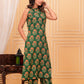 Floral Printed Green Kurta Set with Straight Pants