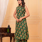 Floral Printed Green Kurta Set with Straight Pants