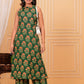 Floral Printed Green Kurta Set with Straight Pants